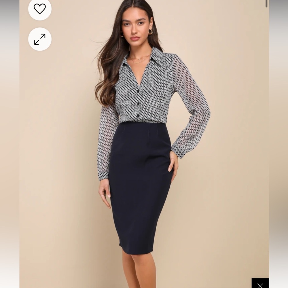 New with Tags Lulus Navy Blue Elevated Inclinations Skirt